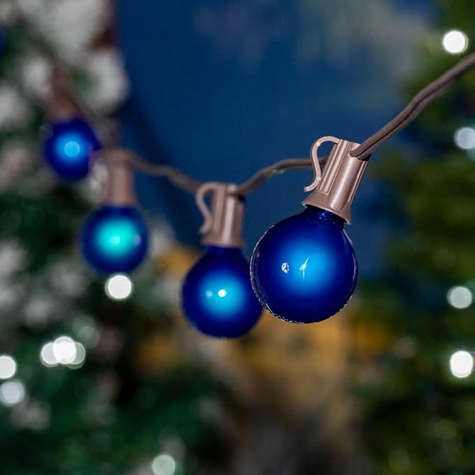 G50 Patio String Lights with 25 Blue Globe Bulbs – Outdoor String Lights – - Image 6