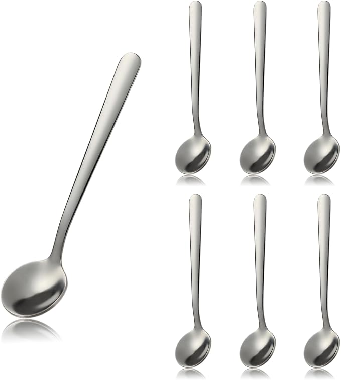 6 Pack 4.3 Inches Mini Spoons Small Coffee Teaspoon Medicine Spices Powder Spoon by Demearly