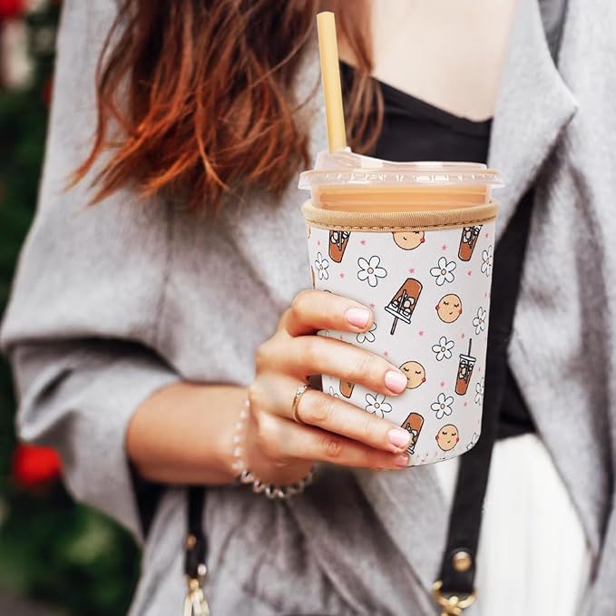 Reusable Insulated Neoprene Iced Coffee Cup Sleeve, Durable Drink Sleeve - Image 3