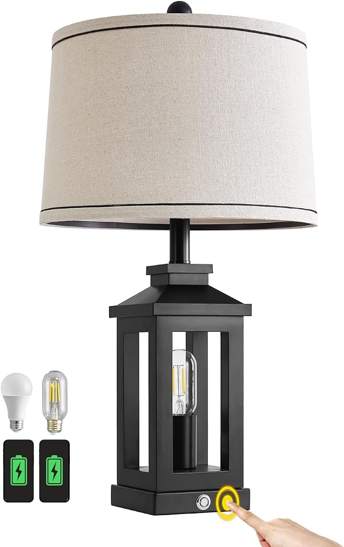 G-SAFAVA 23.75" Retro Farmhouse Black Table Lamp - Image 9