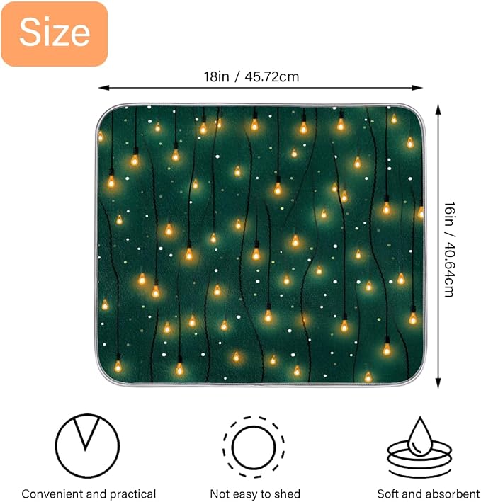 Xmax String Lights Dish Drying Mat, Kitchen Counter Quick Dry Pads - Image 2
