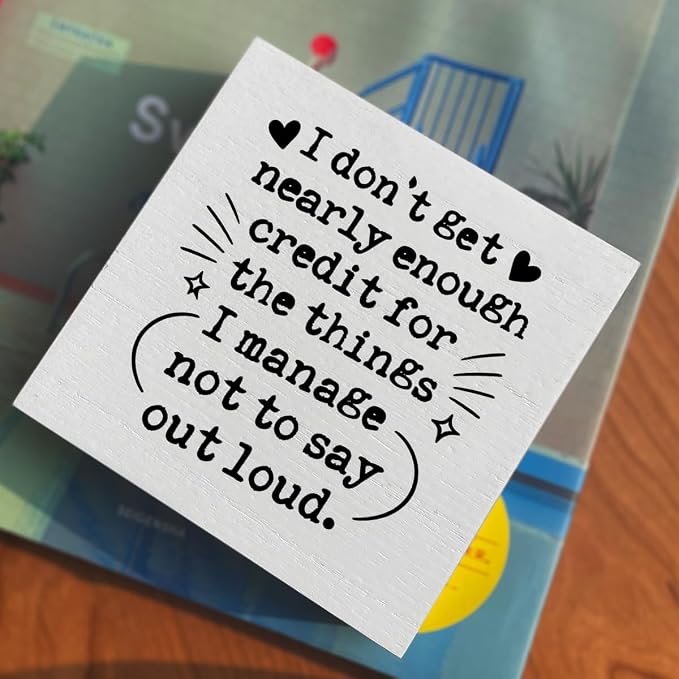Funny Office Desk Decor Wooden Sign 5x5 Inch - Image 4