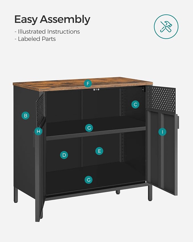 SONGMICS Storage Cabinet, Metal Cabinet, Sideboard - Image 8