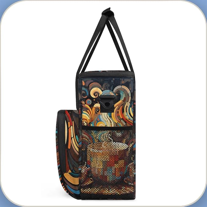 coffee beans cup cartoon Coffee Maker Carring Bag Travel Carrying Storage Tote - Image 4