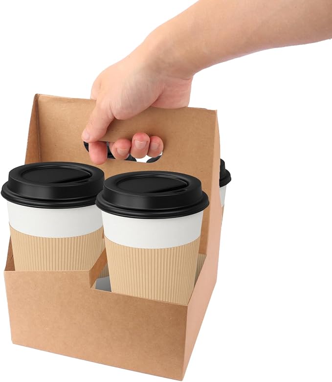 50 Pack 4 Cup Drink Carrier, to Go Coffee Cup Holder - Image 3