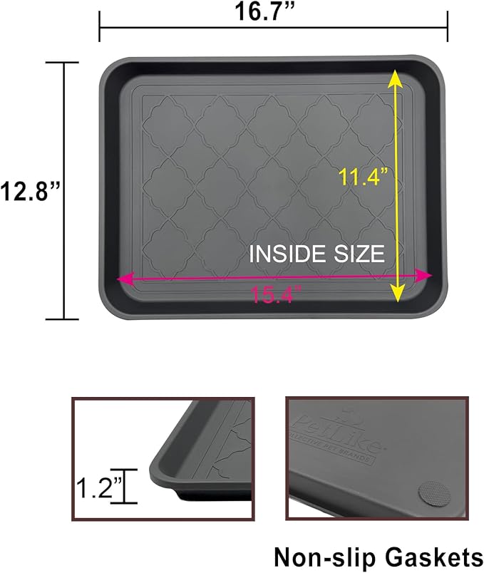 PetLike Boot Tray for Entryway Indoor, Pet Food Mat, 16.7 x 12.8 inch 2 Packs - Image 2
