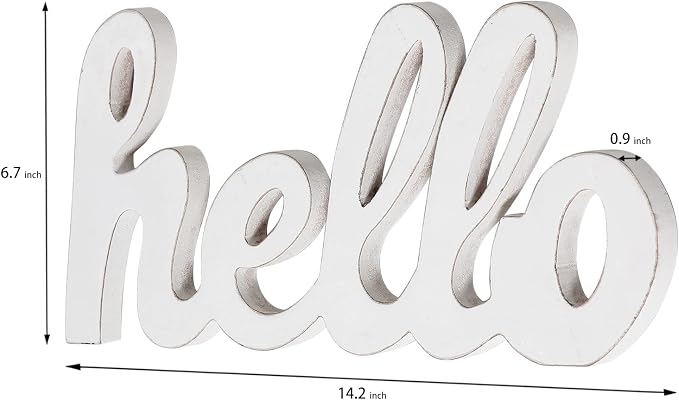 Rustic Distressed White Wooden Hello Sign - Image 2