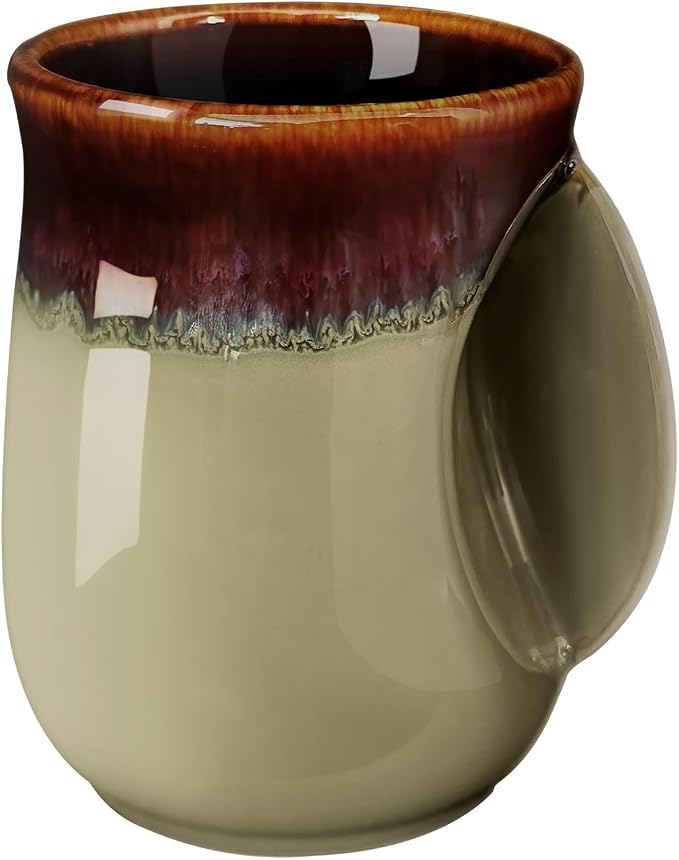 Selamica Ceramic 18oz Novelty Right-handed Handwarmer Mug, Coffee Mug by Selamica