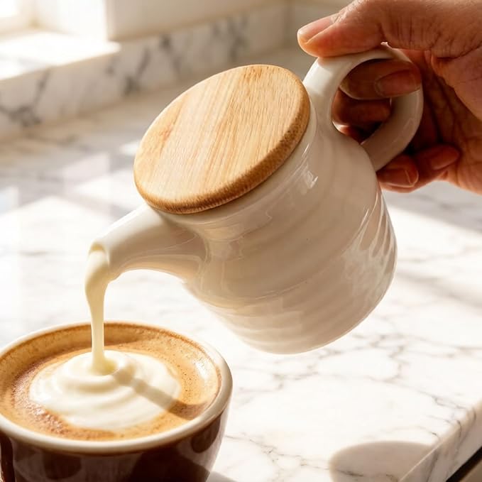 Ceramic Sugar and Creamer Container Set, 12oz Cream Pitcher and 7.5oz Porcelain - Image 3