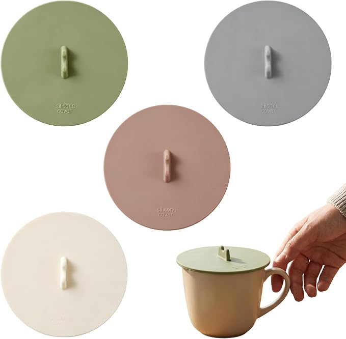 4Pcs Silicone Cup Covers for Drinks, Universal Reusable Mug Cup Cover, Food by Unknown