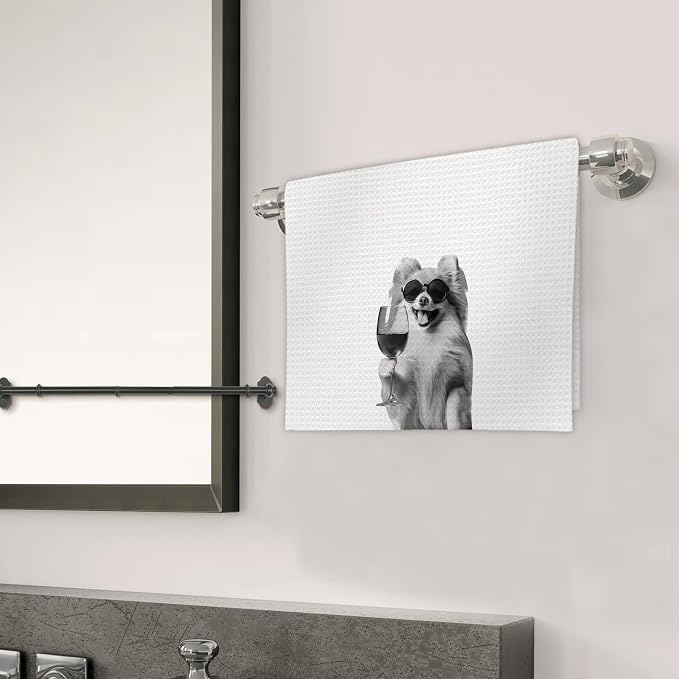 Pomeranian Gifts Wine Dog Kitchen Towels, Gifts - Image 3