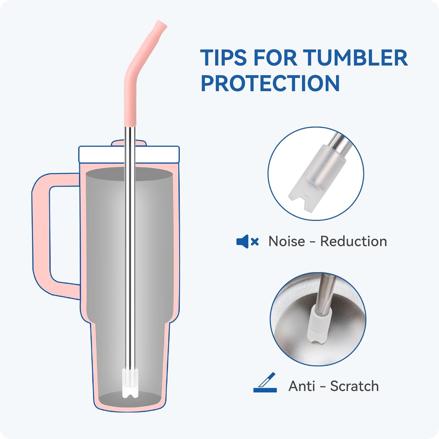 Reusable Metal Straws with Silicone Tip for Stanley 30oz,Stainless Steel Drinking Straws for 30oz Tumbler,3 Straight Tubes & 6 Tips& 1 Cleanr Brush (Bright Lime)