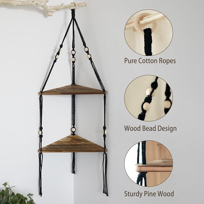 Artilady Black Corner Shelf Wall Hanging - Image 6