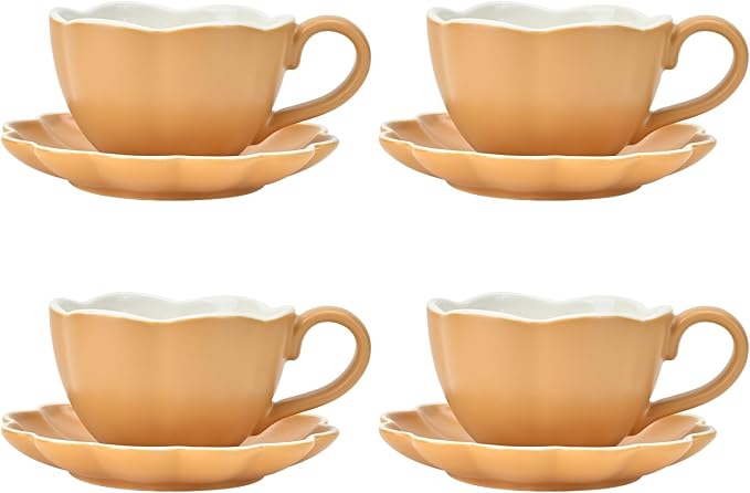 Ceramic Espresso Cups with Saucers 6 oz, Coffe Cups by Unknown