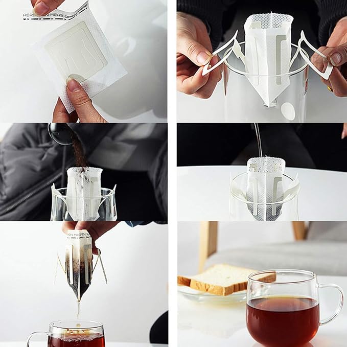 100Pcs Portable Coffee Filter Paper Hanging Ear Drip Coffee Bag Single Serve - Image 5