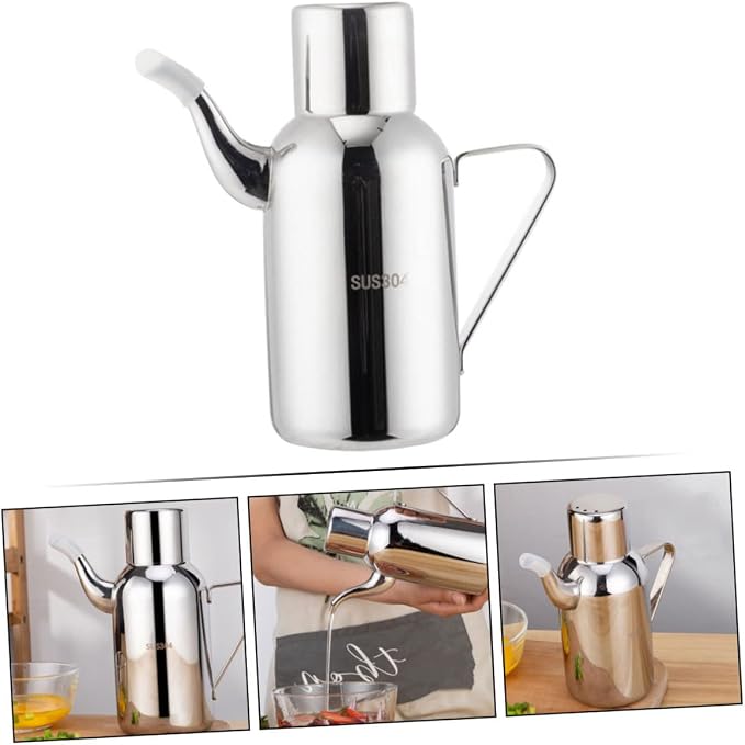 Garneck 1pc Stainless Steel Oil Dispenser Pot Practical Kitchen Oil Bottle - Image 4