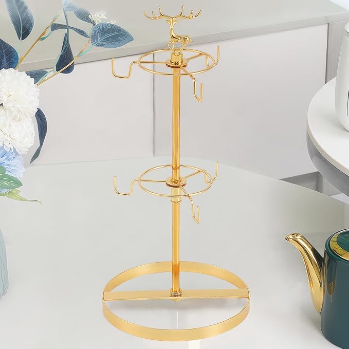 Coffee Mug Tree Holder for Counter, Christmas Elk Double Tier Mug Teacup Metal by LWXPAIYY