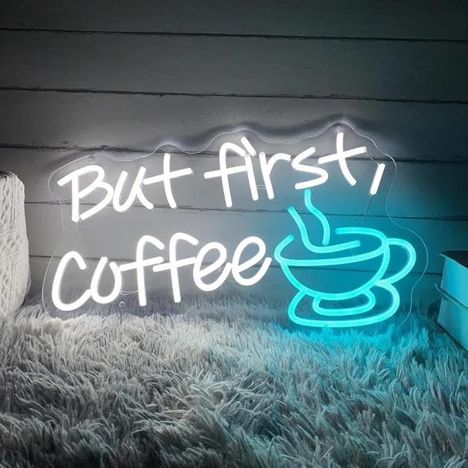 But First Coffee LED Neon Sign Custom Coffee Bar Shop Kitchen Wall Decoration - Image 2