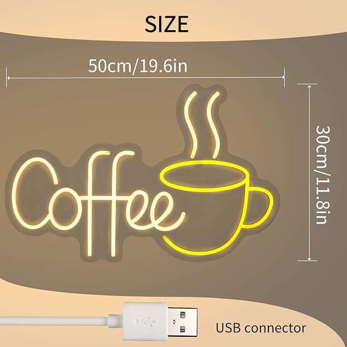 Coffee Neon Sign LED Coffee Lights - Image 2