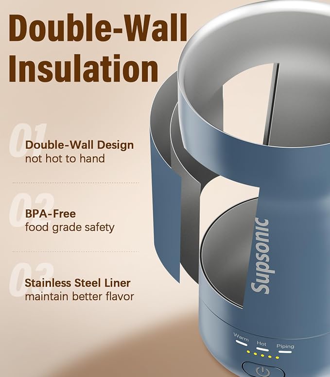 Supsonic - 14oz Heated Coffee Mug, Self-Heating Travel Mug - Image 6