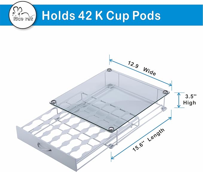 K Cup Pod Holde Glass Top Drawer, Coffee Pod Holder Capsule Display Storage - Image 2