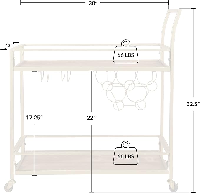 FirsTime & Co. Gold and Brown Francesca Bar Cart, 2 Tier Mobile Mini Bar - Image 5