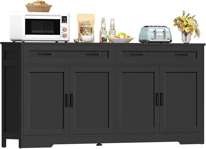 usikey 63" Buffet Cabinet with Storage, Large Sideboard Buffet Cabinet with 2 by USIKEY