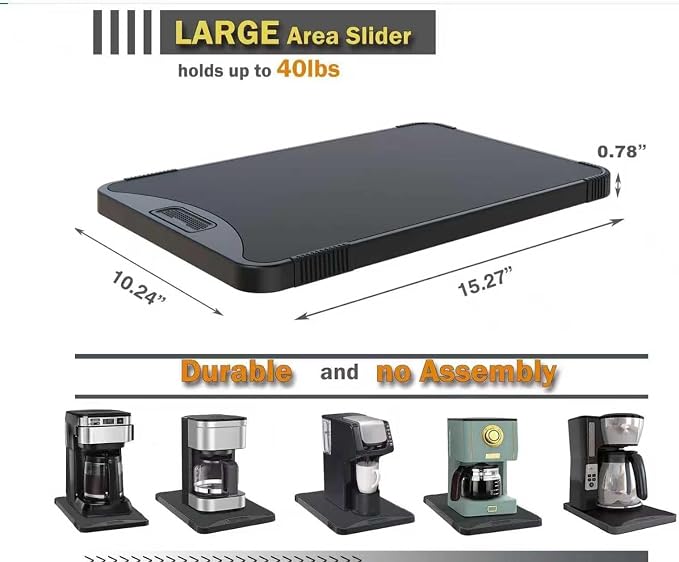 ARGOMAX Appliance Rolling Tray, Coffee Maker Slider, coffee pull out tray - Image 2
