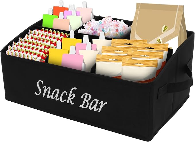 Snack Organizer for Countertop, 6 Compartment Snack Bin, Portable Snack Bar - Image 9