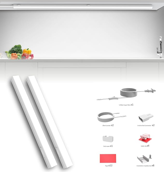 Leetdud Under Cabinet Lighting Plug in, 32 Inch 2 Pcs, Linkable AC120V 3CCT - Image 6