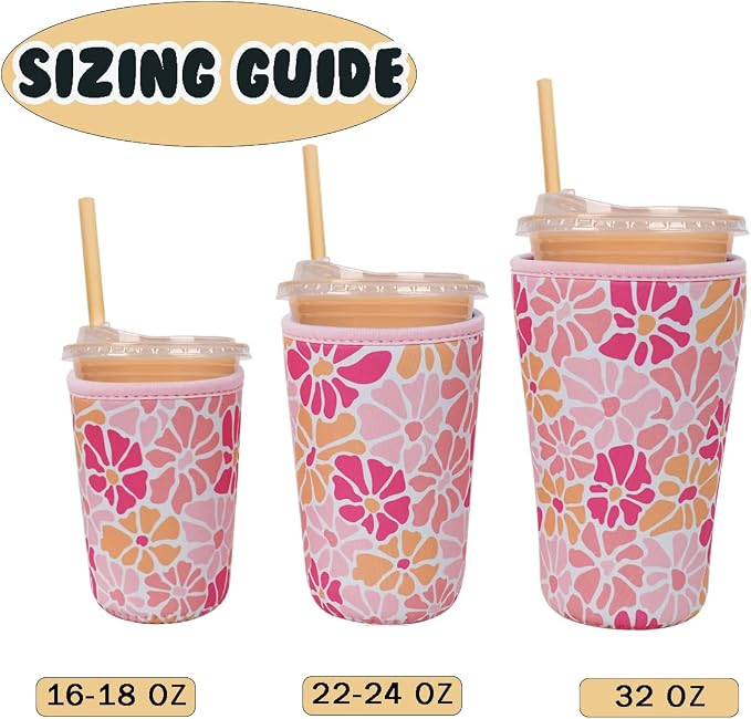 Reusable Insulated Neoprene Iced Coffee Cup Sleeve, Durable Drink Sleeve - Image 5