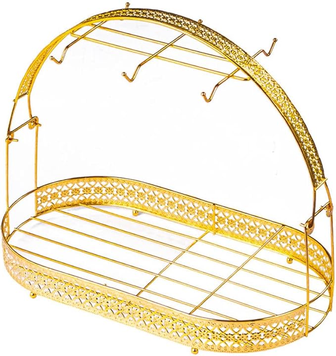 Mug Holder Coffee Cup Rack Stand Dishes Organizer Wrought Iron Drainer Storage by Piscepio