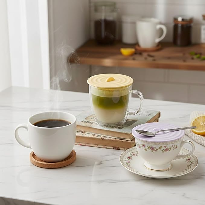6 Pcs Silicone Cup Covers for Drinks, Cute Reusable Silicone Lids for Cups - Image 6