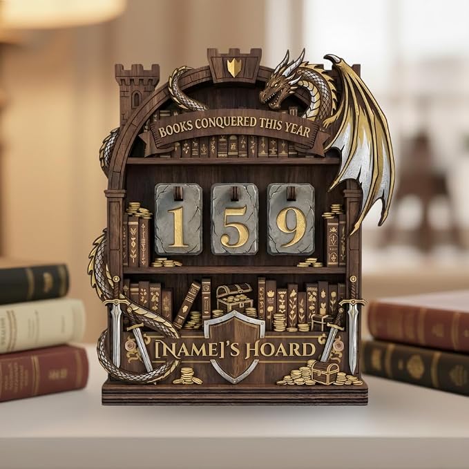 Personalized Book Read Tracker, Wooden Books Read This Year Counter, Reading by Unknown