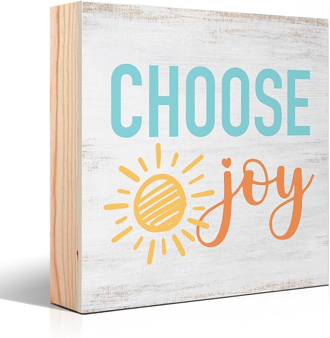 Choose Joy Wood Sign, Positive Home Office Desk Decor by Unknown