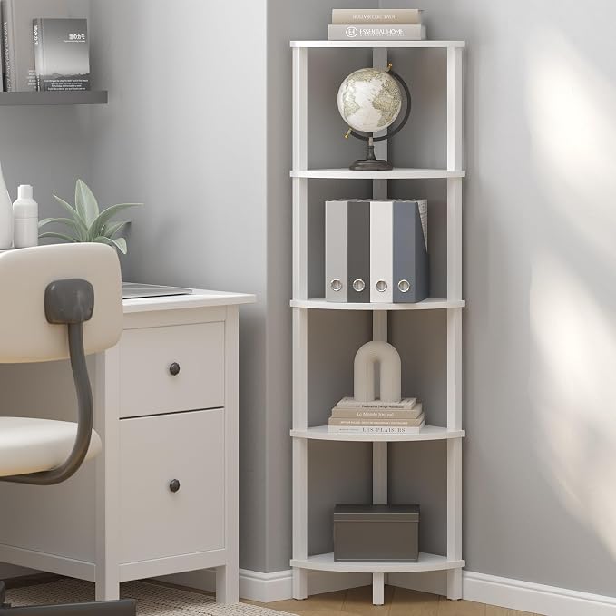 VIMBER Corner Shelf, 5-Tier Corner Bookshelf, Industrial Corner Ladder Shelf - Image 6