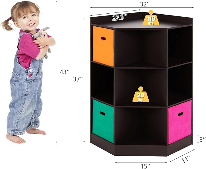 HONEY JOY Kids Toy Storage Organizer, 9-Cubby Toy Bin Organization Storage - Image 3