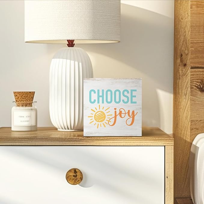 Choose Joy Wood Sign, Positive Home Office Desk Decor - Image 4