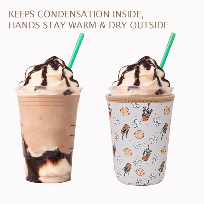 Reusable Insulated Neoprene Iced Coffee Cup Sleeve, Durable Drink Sleeve - Image 6