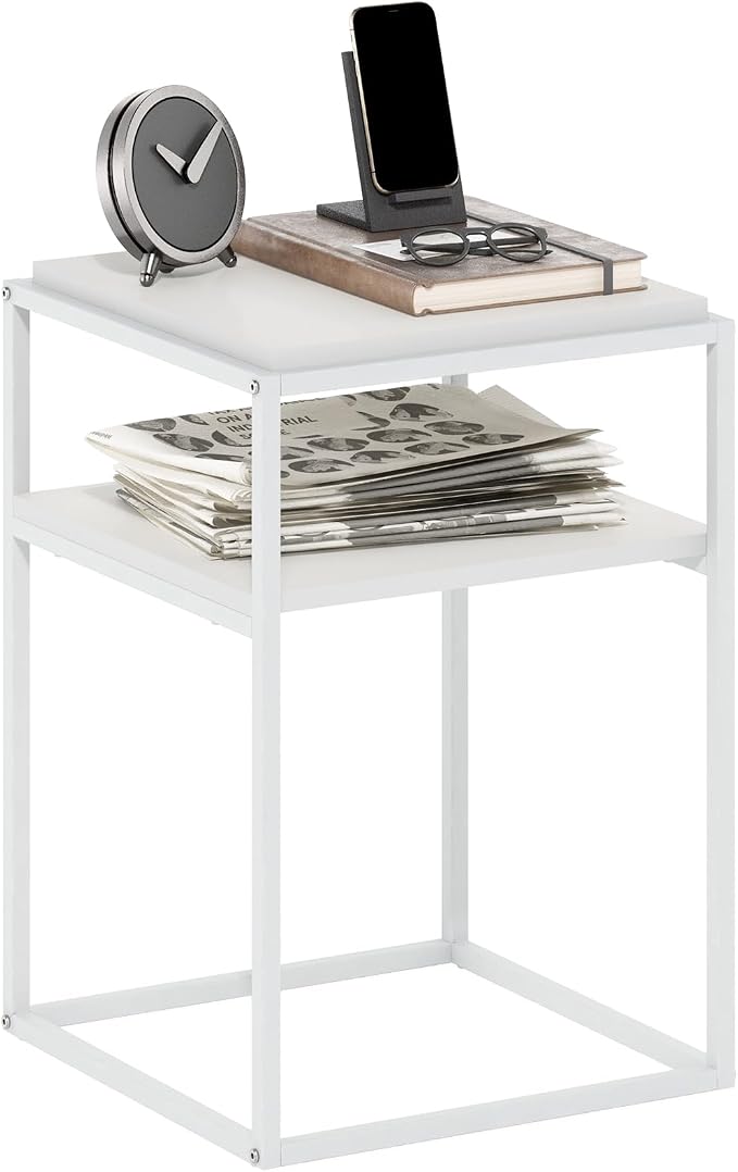 Furinno Moretti Side Table, 2-Tier Stackable Metal Frame End Table - Image 3