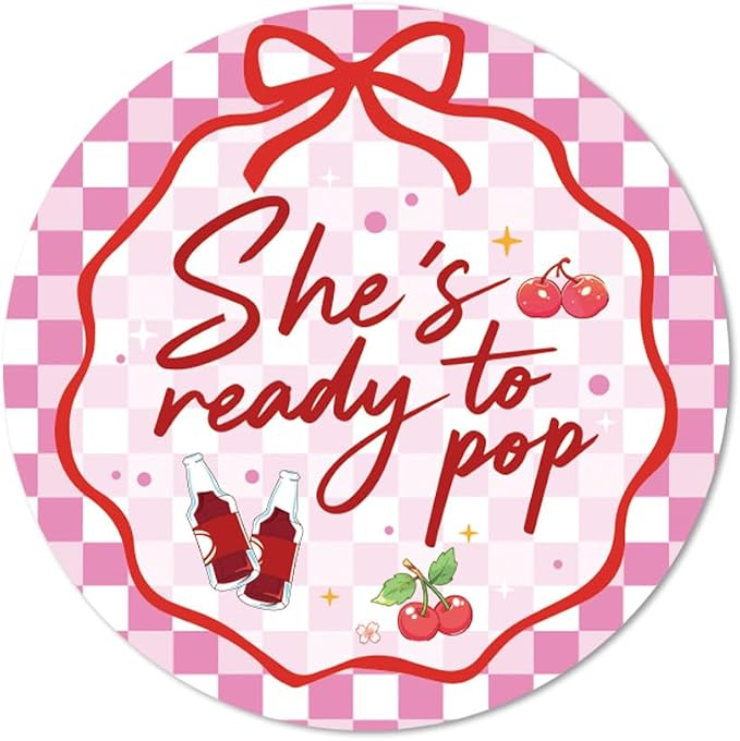 60 Pcs She's Ready to Pop Baby Shower Stickers by Unknown