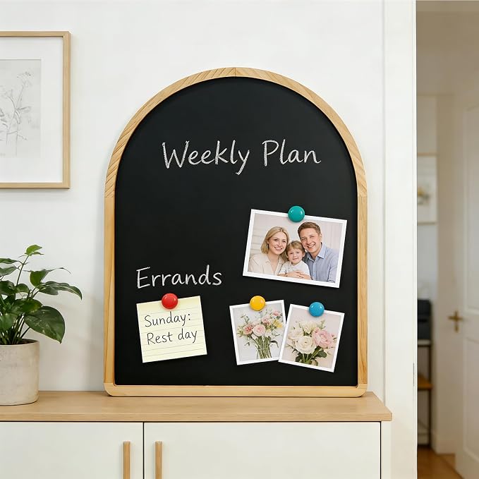 Curved Blackboard, 16.3″x20.4″, Magnetic Chalkboard, Holiday Gift, Pine Frame - Image 8