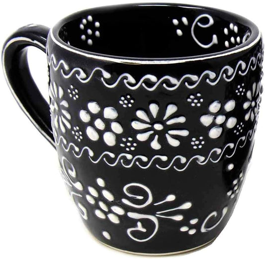 Encantada Handmade Hand-Painted Authentic Mexican Pottery Mugs (1-Pack, Ink)