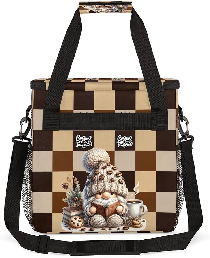 Coffee Brown Gnome Coffee Maker Carring Bag Travel Carrying Storage Tote Bag - Image 5
