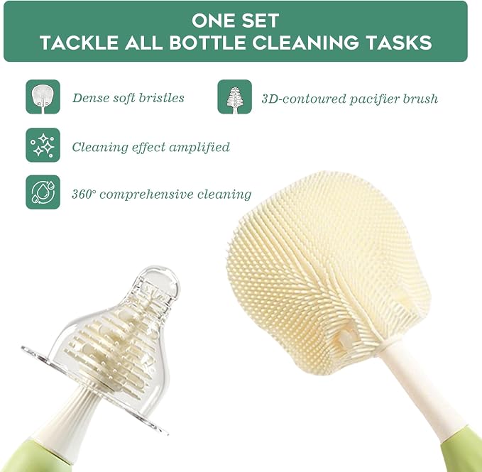 Baby Bottle Brush Set, Silicone Bottle Brush Cleaner - Image 3