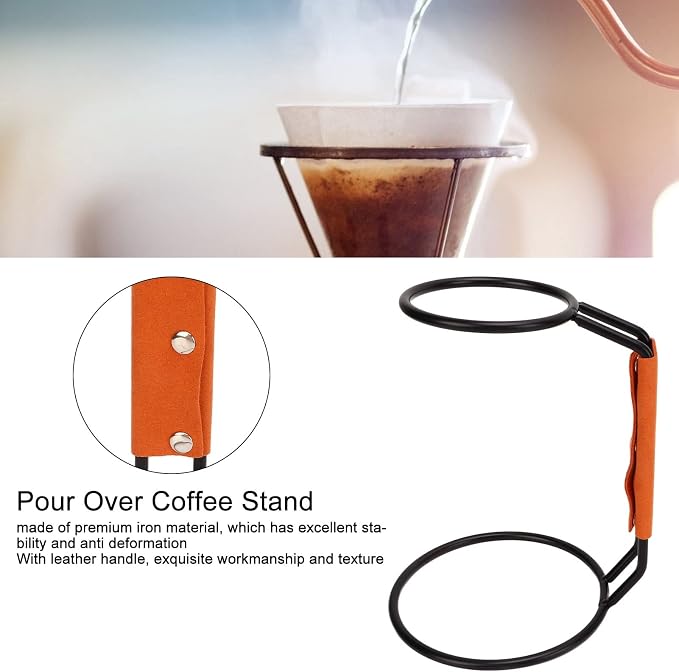 Jeanoko Pour Over Coffee Makers Stand, Pour Over Coffee Dripper Rack Iron - Image 5