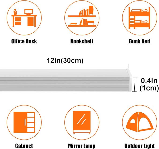 GLVSAE Under Cabinet Lights, 12 Inch Plug in Under Cabinet Lighting, LED Closet - Image 3