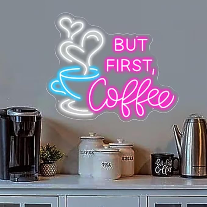 But First Coffee Neon Sign Large 5V USB Powered Acrylic Neon Lights by HFHungkeong