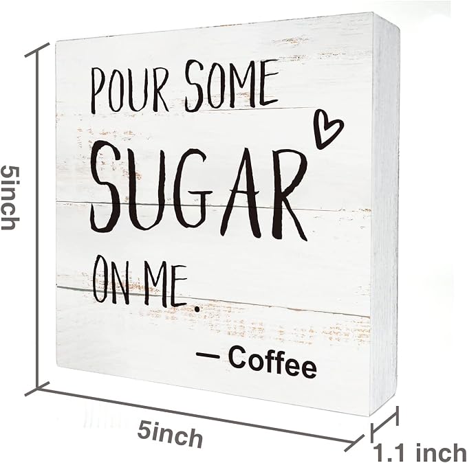 Coffee Wood Box Sign Kitchen Home Decor, Rustic Funny Pour Some Sugar on Me - Image 2