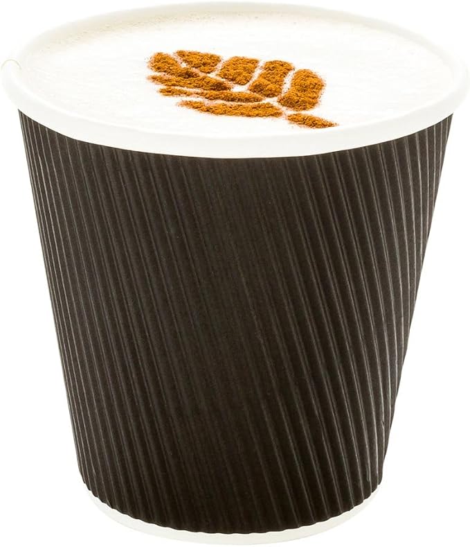 Restaurantware Ripple Wall Coffee Cups 25 Count 8 Ounce Insulated Black Paper - Image 6